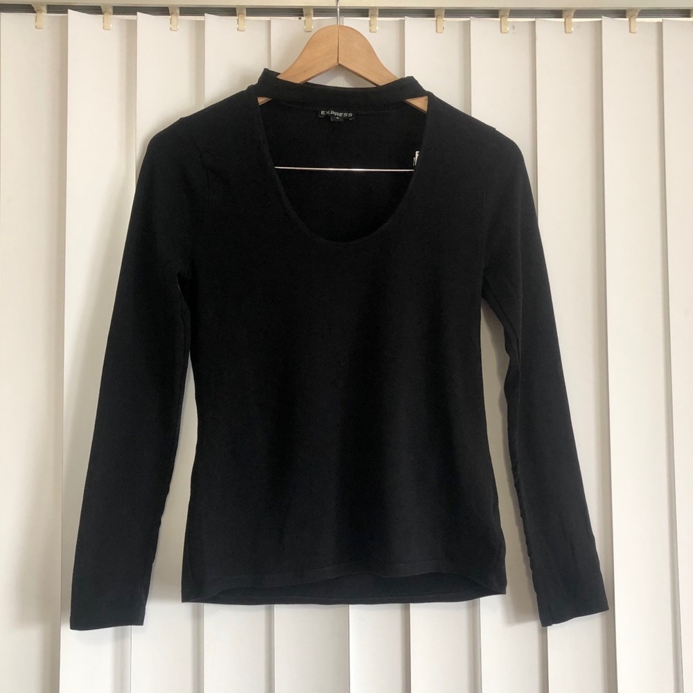 Express Black Long Sleeve Top w/ Choker